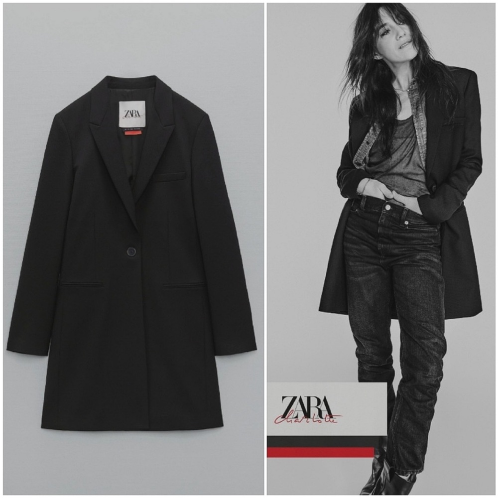 Zara Collection with Charlotte Gainsbourg Blazer in Black Size Small NEW
